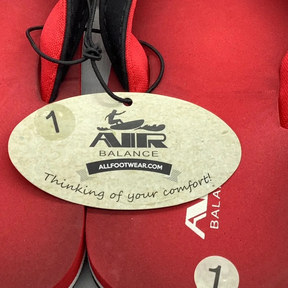 Air Balance Kids Flip Flop Sandals Red Black ABS4082Y Size 1‎ NEW